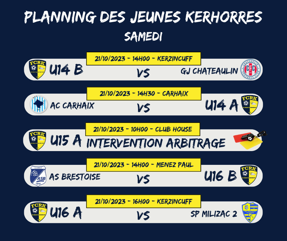 Actualité PLANNING DU WEEK END club Football FOOTBALL CLUB LE